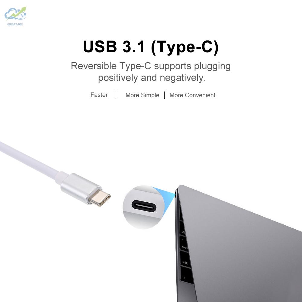 Cáp Sạc Usb 3.1 Type-C Sang Usb 3.0 / Hd / Type-C Hub Usb-C 3 Trong 1 Cho Macbook Pro / Dell Xps 13