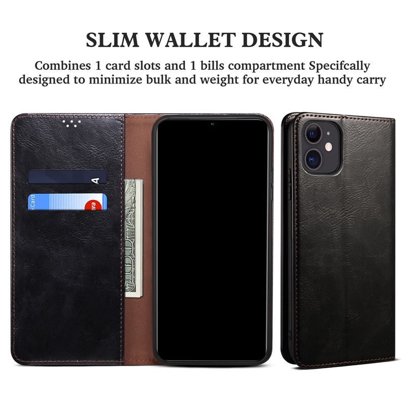 Ba da bóng kiểu ví nắp lật từ tính thích hợp cho iPhone 15 14 13 12 Mini 11 Pro Xs Max Xr S20+