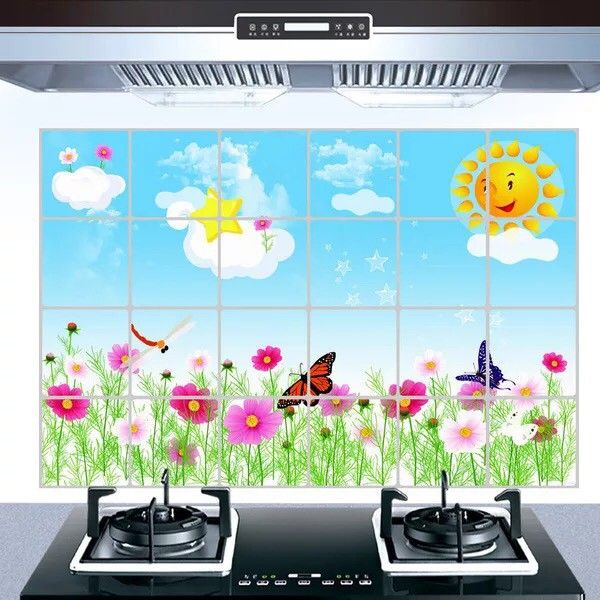 Giấy dán decal nhà bếp chống văng bám dầu mỡ trên tường bếp - nhiều hình đẹp