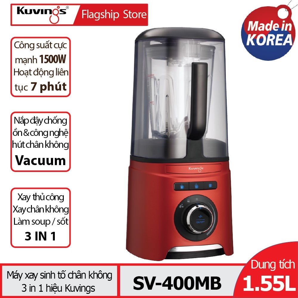 Máy xay sinh tố chân không 3 trong 1 Kuvings SV-400MB (1.55L) Màu Đỏ