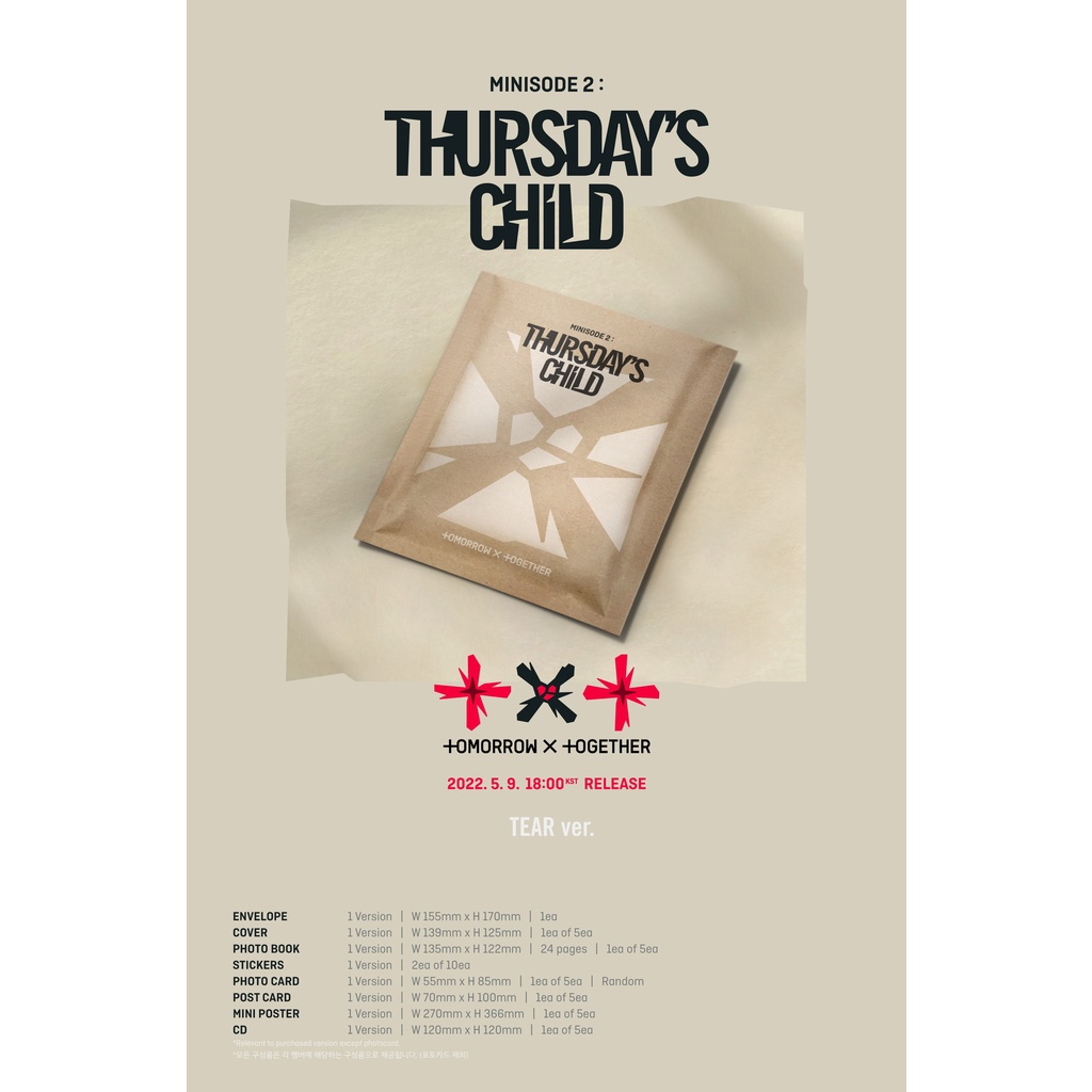 Album TXT - Thursday‘s Child (TEAR Ver) + Quà 1 ảnh khổ A5 hình bias (ghi chú khi đặt hàng)