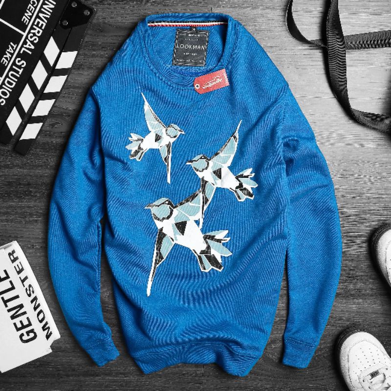 Áo thun nam vải da cá cotton Sweater tay dài chim én