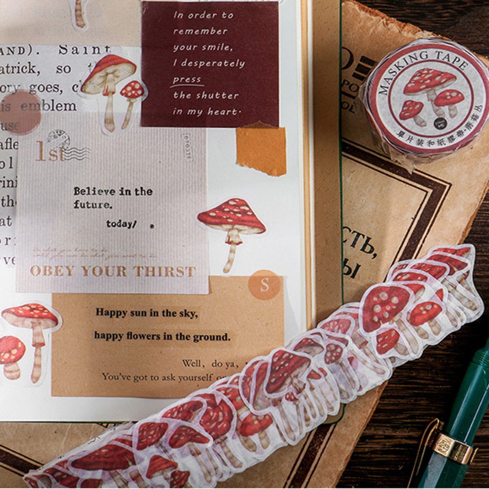 Cuộn 100 Miếng Dán Trang Trí Sổ Lưu Niệm Hình Hoa Bướm Diy