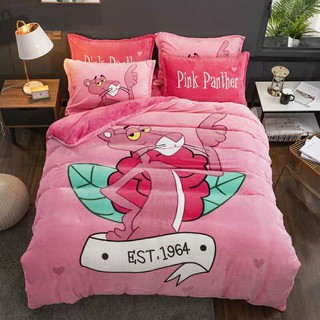 Bộ Ga Giường 5 Món Nỉ Nhung Chọn Mẫu Báo Hồng Cute M2-M4-M6-M8x2M