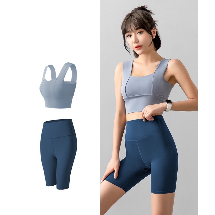 Bộ đồ quần áo tập Gym Yoga nữ áo bra và quần legging lửng body, set đồ thể thao xuất khẩu loại đẹp GYM FASHION