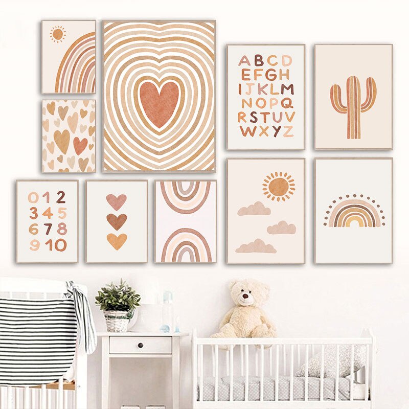 Áp Phích Vải Bạt Treo Tường In Hình Xương Rồng alpaca Bắc Âu Tươi Mới muur muur