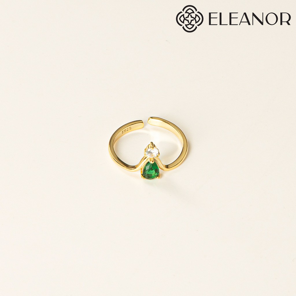 Nhẫn Bạc Eleanor Mạ Vàng 14K Đính Đá Zircon Emerald Tam Giác - SP001270