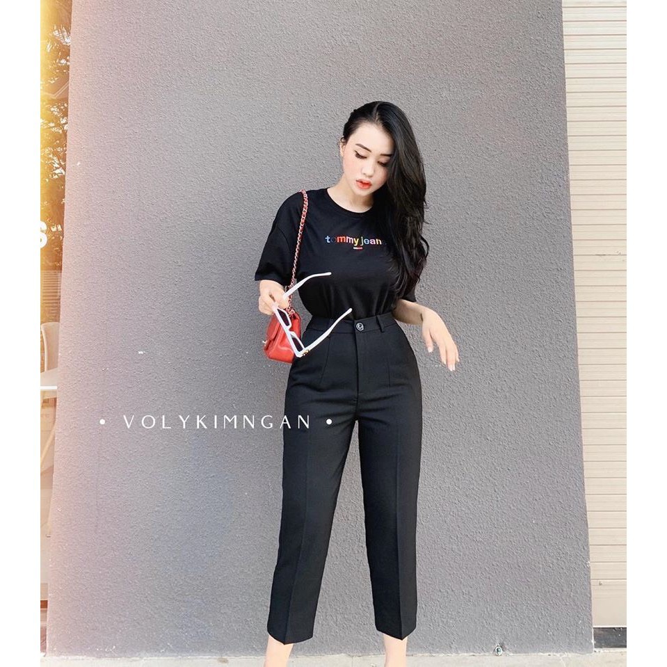 áo thun nữ thêu chữ to.mmii phom rộng