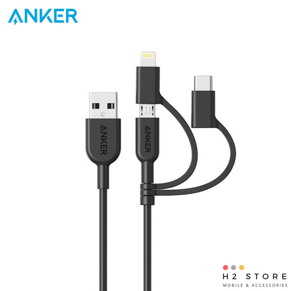 Cáp 3 in 1 Anker Powerline II 0.9M - A8436 (Lightning - Type C - Micro USB)