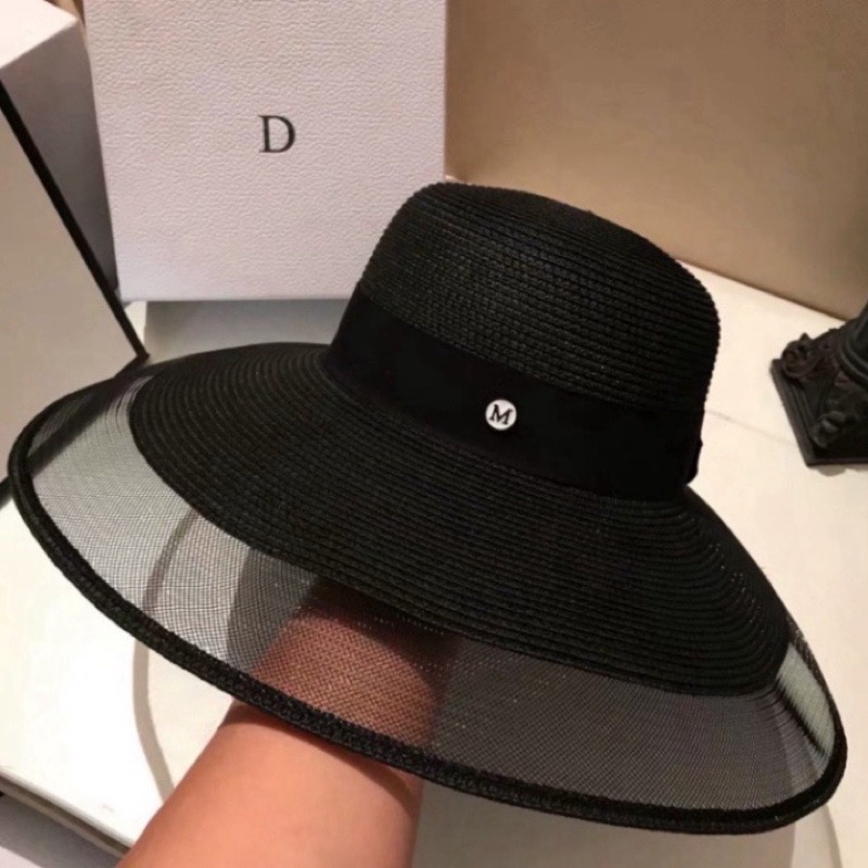 Mũ cói rộng vành lưới viền Poly MA.I.S.ON đóng gói hộp to không bị hỏng form đi biển dạo phố