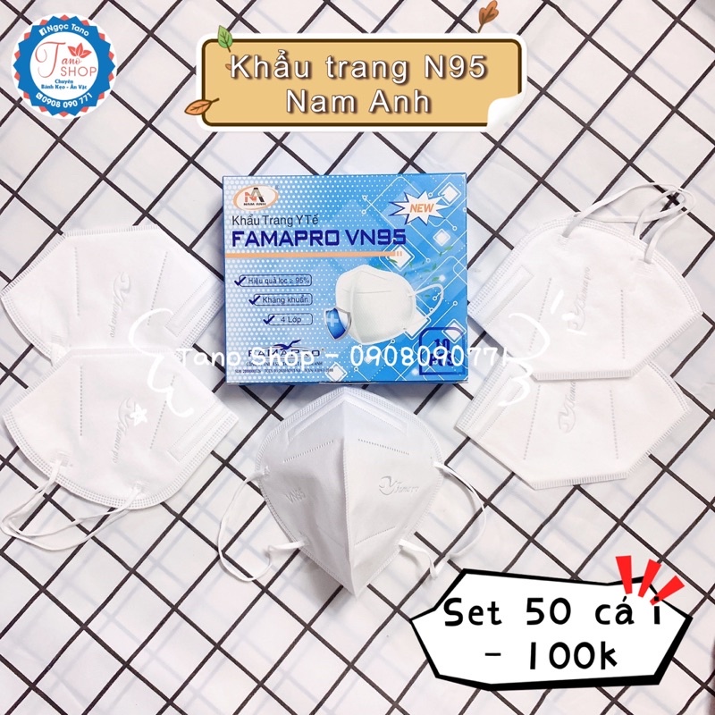 Set 50 cái khẩu trang 4 lớp N95 chính hãng Nam Anh