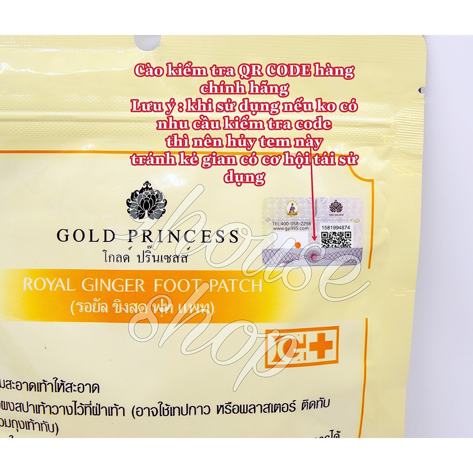 01 Gói 10 miếng dán thải độc chân Gold Princess Royal Thái lan