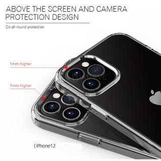 Ốp lưng iPhone 12 Mini, 12, 12 Pro,, 12 Pro Max Chính hãng KT Desing trong suốt có gờ bảo vệ camera