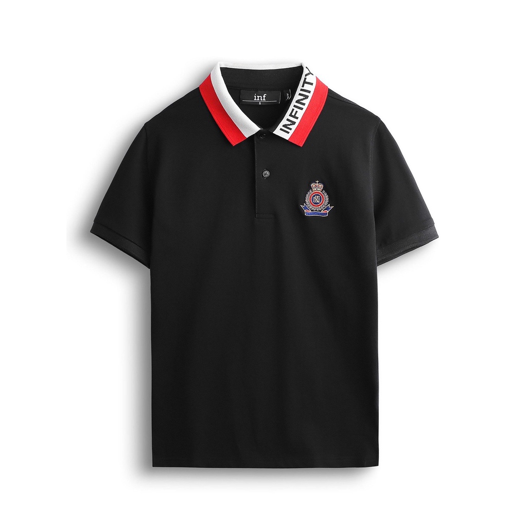Áo Polo Nam INF Mix Collar Black,Chất Vải Cotton Dày dặn , Form Regular PL002751, SOMEHOW