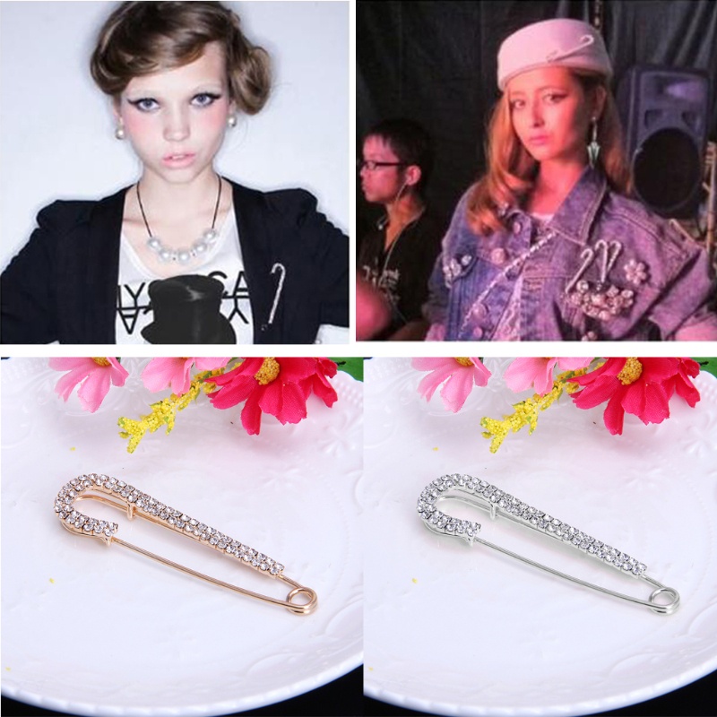 Ghim Cài Áo Ba Lô / Khăn Choàng / Túi Xách Hình Pha Lê Màu Vàng / Bạc An Toàn