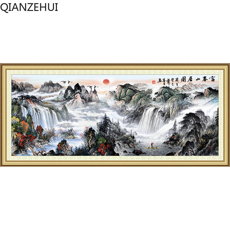 Bộ Tranh Thêu Chữ Thập 11CT DIY Hình Phong Cảnh Giai Điệu Jiangshan Fuchun Shan Jutu