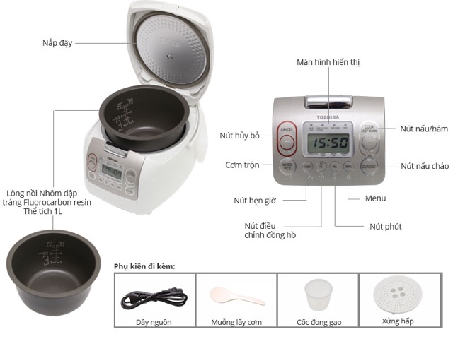 Nồi cơm điện tử Toshiba RC-10NMF(WT)V