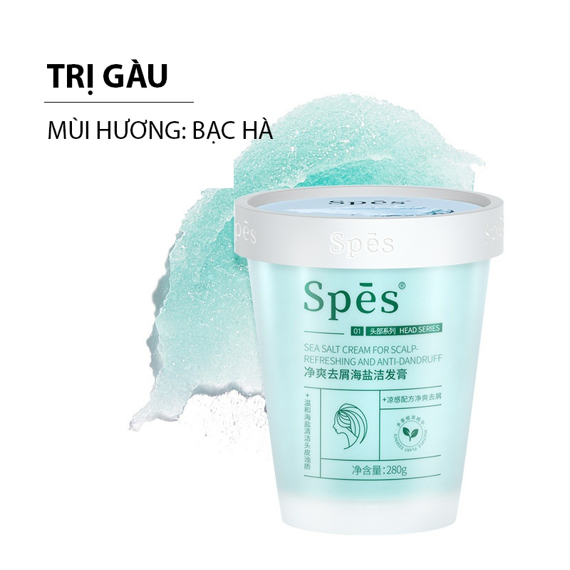 [CÓ SẴN] Dầu Gội Muối Biển Spes Tẩy Tế Bào Chết Cho Da Đầu, Sạch Gàu Và Giúp Tóc Bồng Bềnh 280gr
