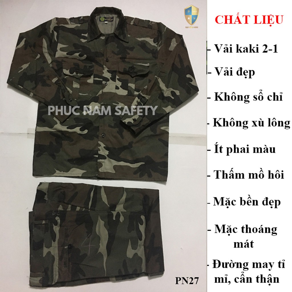 Bộ quần áo bảo hộ lao động màu rằn ri đặc công, quần áo bảo hộ lao động PN27, BHLĐ Phúc Nam