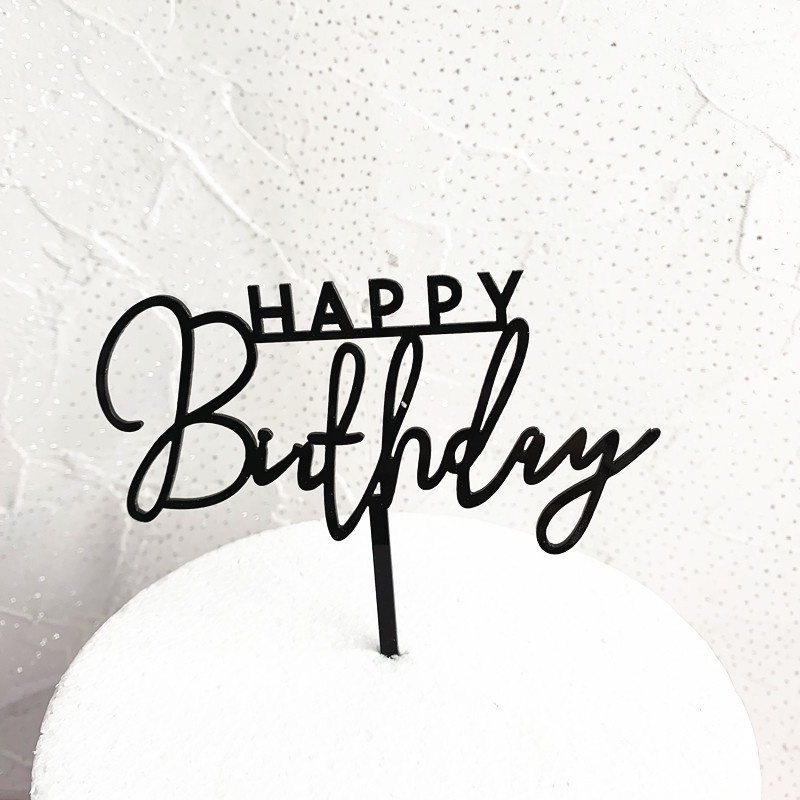 Bộ 10 Thẻ Cắm Trang Trí Bánh Sinh Nhật Bằng acrylic in Chữ happy birthday Kích Thước 10.5*15cm