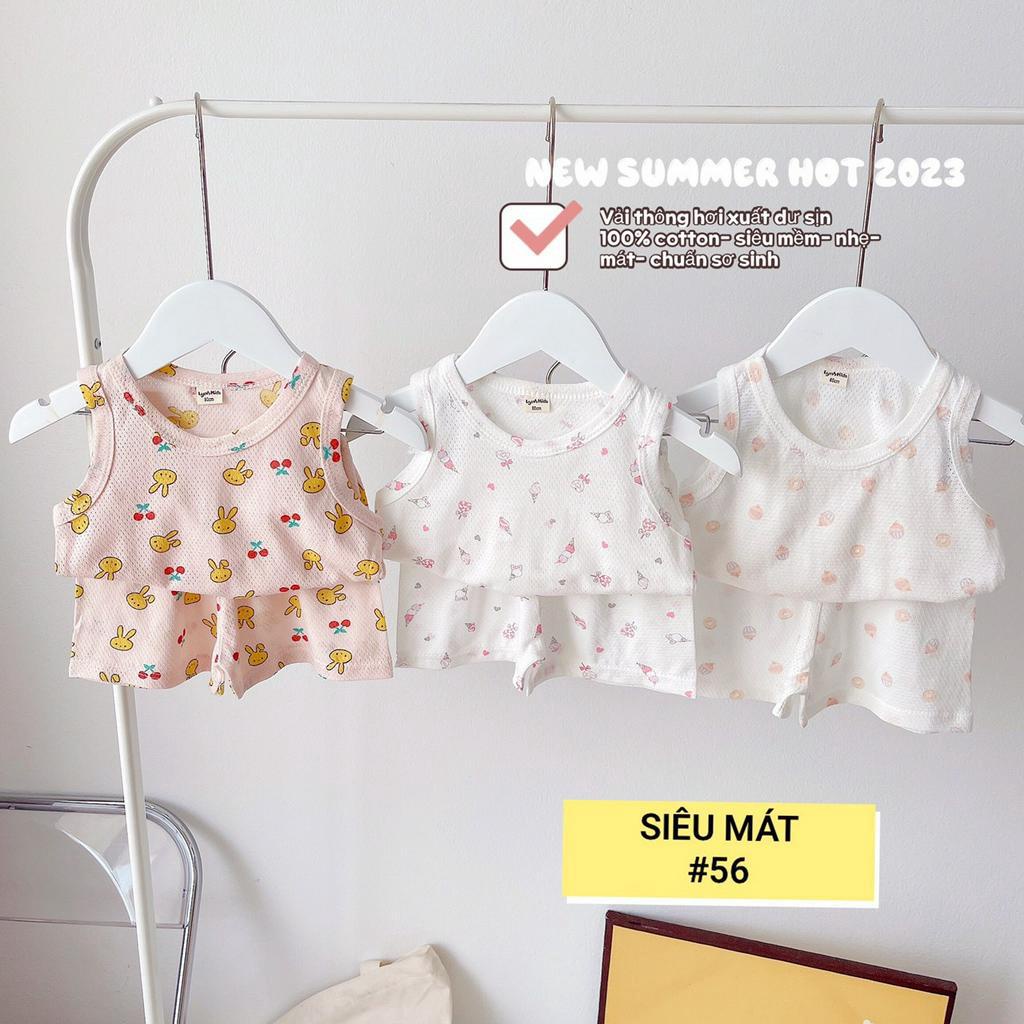 (set 3 bộ) đồ bộ bé gái , quần áo trẻ em , ba lỗ bé gái vải thông hơi siêu MỀM- MÁT-NHẸ size 8-16kg (link 2)