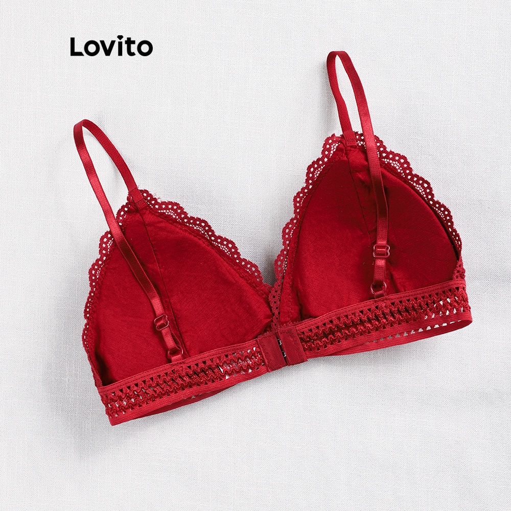 Áo lót Lovito thiết kế lưng đẹp phối ren đơn giản L00301 (hồng/đỏ) | BigBuy360 - bigbuy360.vn