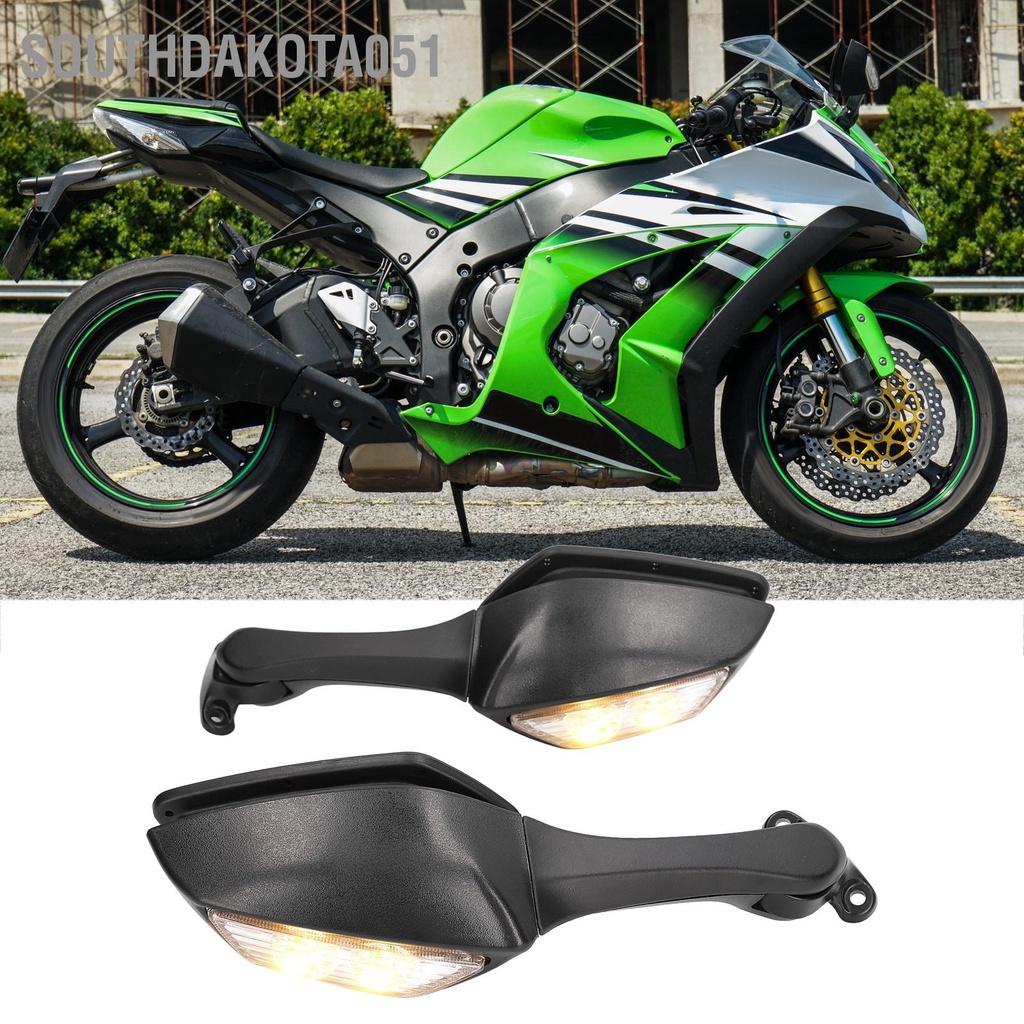Southdakota051 Gương chiếu hậu xe máy có đèn xi nhan LED thay thế cho NINJA ZX10R 2011‑2015
