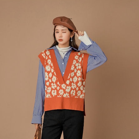 Áo len không tay cổ chữ v dáng rộng thiết kế mới thời trang dành cho nữ