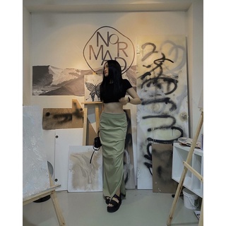 Ladder Skirt| Chân váy dài xếp tầng xẻ đuôi