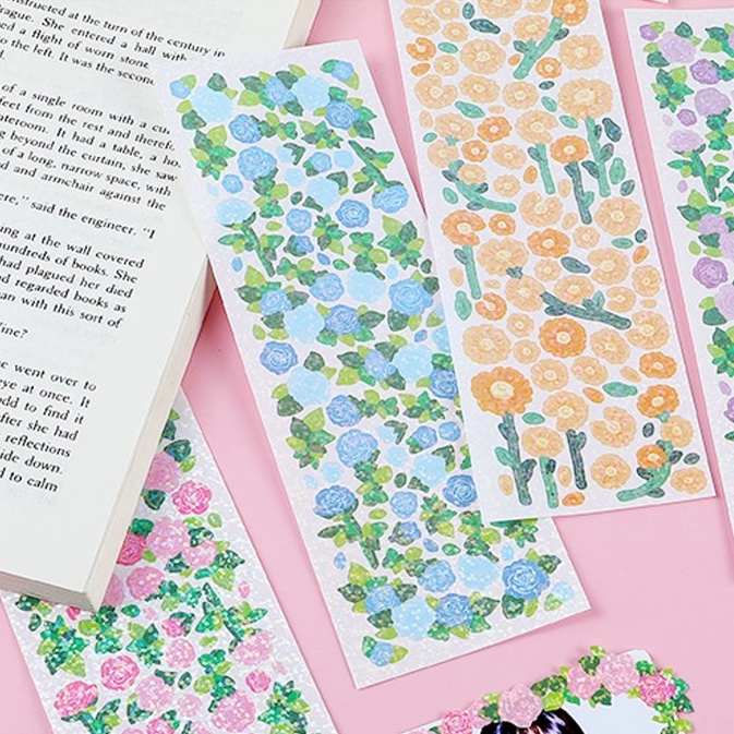 Sticker các loài hoa xinh hologram Flower's language hình dán trang trí toploader và sổ tay | BST137