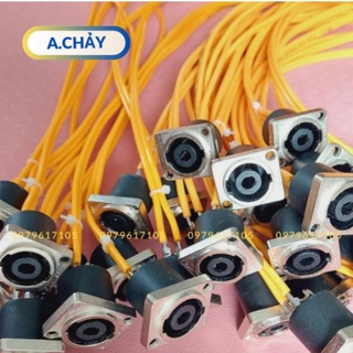 Jack cắm loa cái, jack speakon âm vuông inox hàn dây sẵn y hình, bộ 4 dây