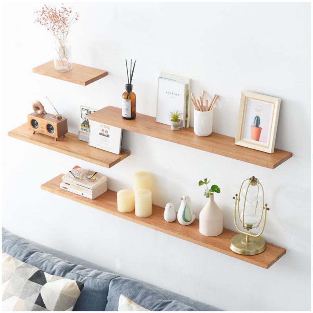 Kệ sách treo tường bằng gỗ dấu vít, gỗ chống thấm kích thước tùy chọn kèm phụ kiện