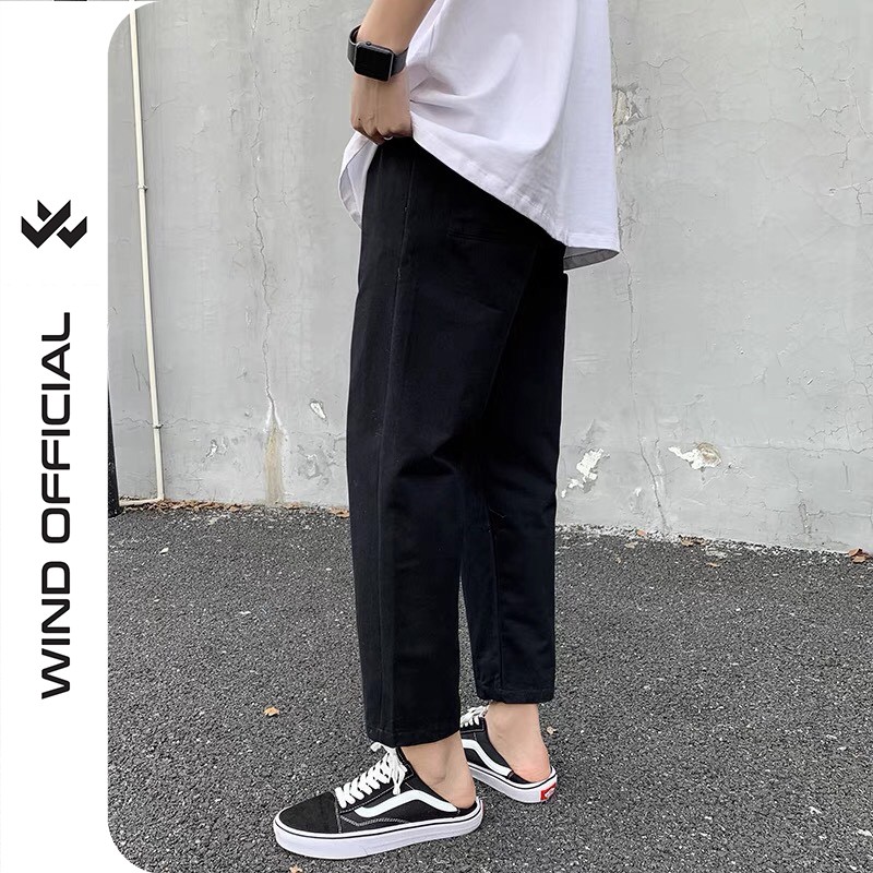 Quần baggy WIND kaki unisex Basic Tea ống suông nam nữ phong cách ulzzang