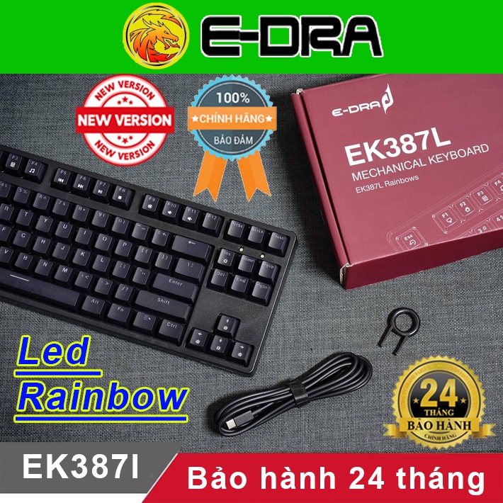 Bàn phím cơ E-dra EK387 [Bảo hành 24 tháng] ♥️Freeship♥️ Phím cơ Gaming EDra EK387