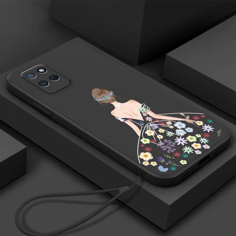 Ốp Điện Thoại TPU Silicon Mềm Họa Tiết Hoa Có Dây Đeo Cho Realme 8i 8 8 pro 7 7i 7 pro 9 9i 9 pro
