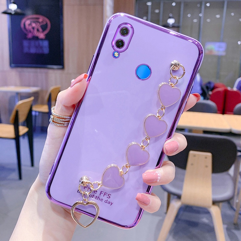 Ốp điện thoại silicon dẻo nhỏ nhắn có dây đeo hình trái tim đáng yêu dành cho Huawei Nova 3i 3e 4 4e