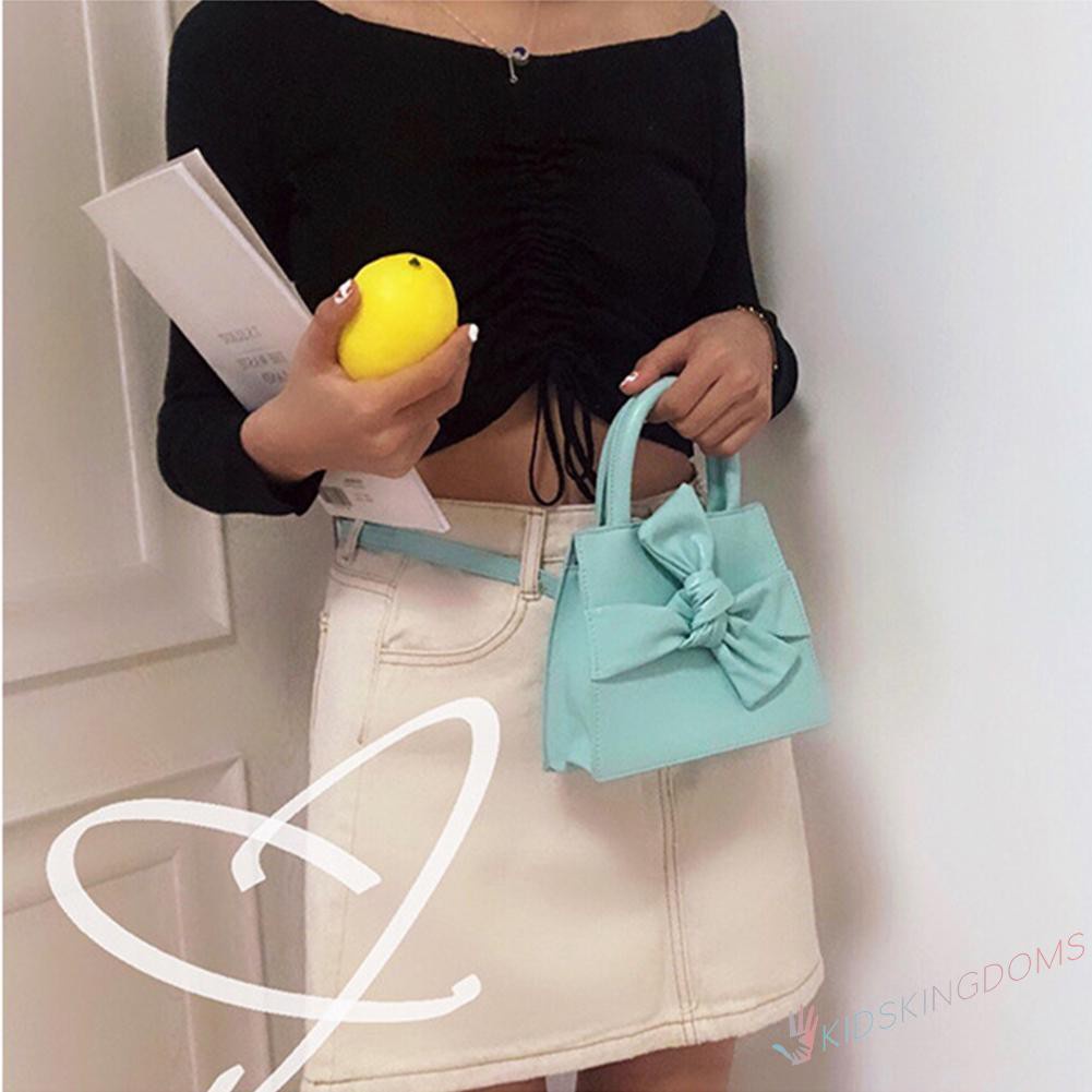 【Big Sale】Mini Elegant Bow Messenger Bag Women Sweet Wristlet Shoulder Belt Pouches