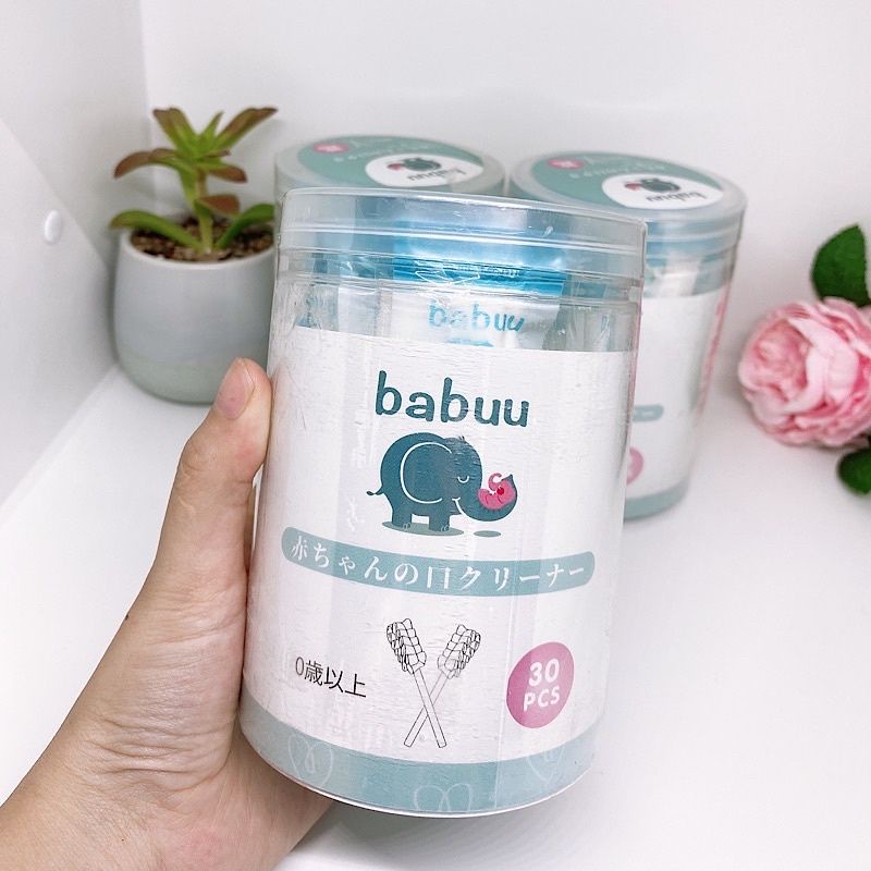 Hộp 30 Que Tưa Lưỡi Babuu Vệ Sinh Miệng Cho Bé