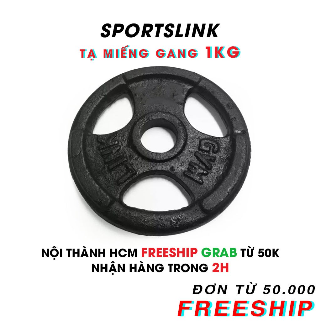 [ FREESHIP ] Tạ MIẾNG Gang 1kg SportsLink (Đen)