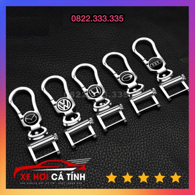 [Loại Tốt] móc khoá các hãng xe xoay 360 độ. hàng cao cấp inox chrome sáng bóng, thiết kế thông minh