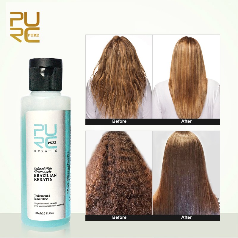 Bộ sản phẩm dầu gội và dầu dưỡng tóc PURC 3.7% Keratin mùi táo phục hồi hư tổn