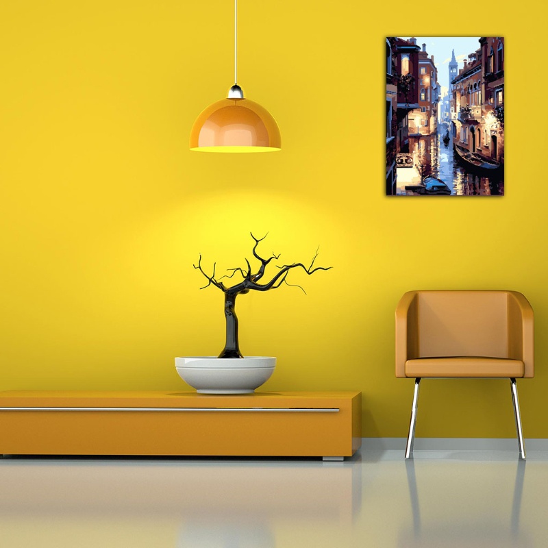 Bộ Tranh Sơn Dầu Tự Làm Hình Phong Cảnh Độc Đáo Kèm Phụ Kiện