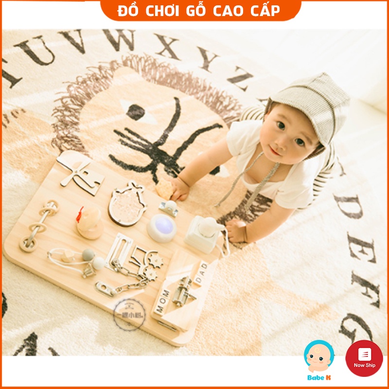Đồ chơi trẻ em, bảng bận rộn 15 chi tiết gỗ cao cấp BUSY BOARD shop Babe K