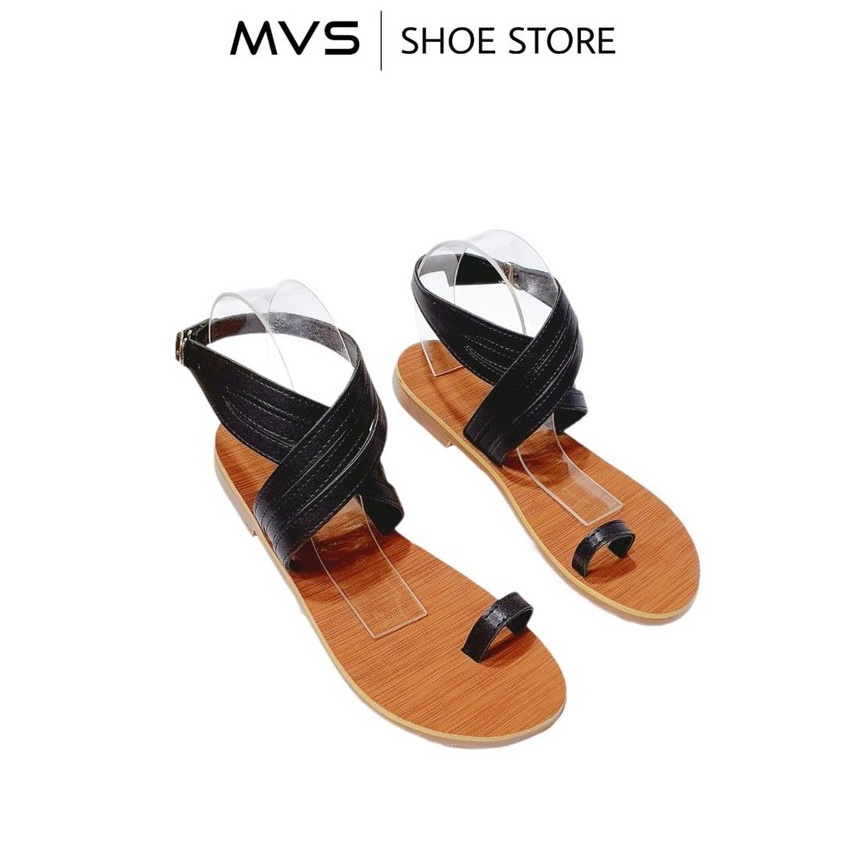 [Giao Nhanh 2H] Giày Xăng Đan (Sandal) Nữ Đế Bệt Chiến Binh Xỏ Ngón Quai Chéo Hot Trend (Đen + Trắng) - Giày Dép MVS