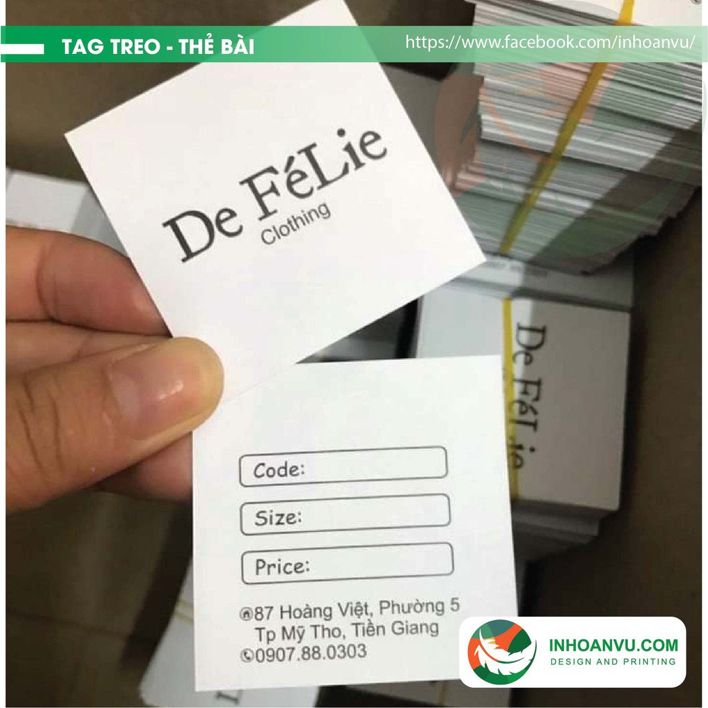 1000c In theo yêu cầu Tag vuông 5x5cm Tag giấy treo quần áo Thẻ treo Tag áo Tem quần áo Tag phụ kiện