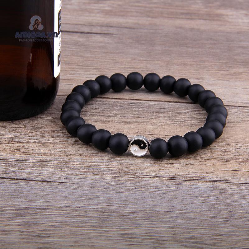 Vòng Tay Chuỗi Hạt Mặt Hình Âm Dương Thời Trang Cho Nam