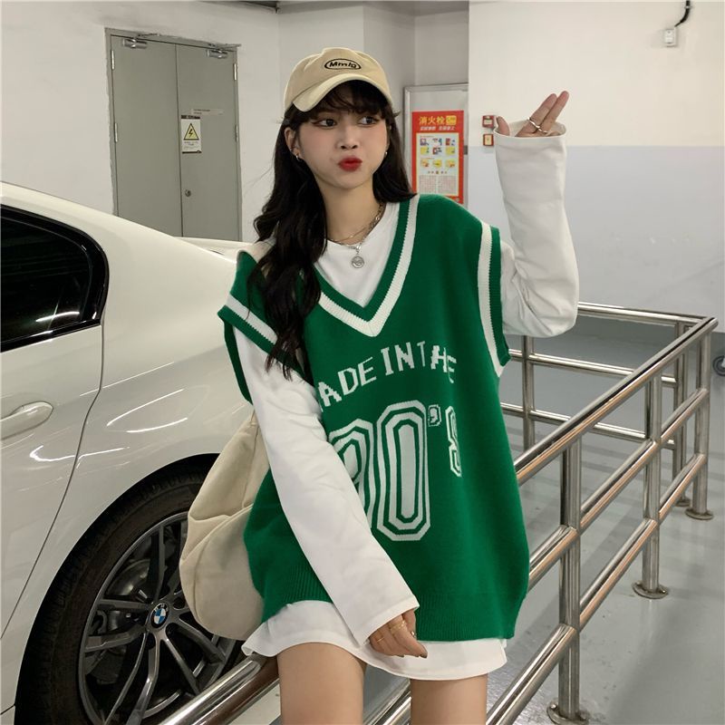 Áo ghi lê cổ chữ V phong cách thể thao thời trang Hàn quốc cho nữ