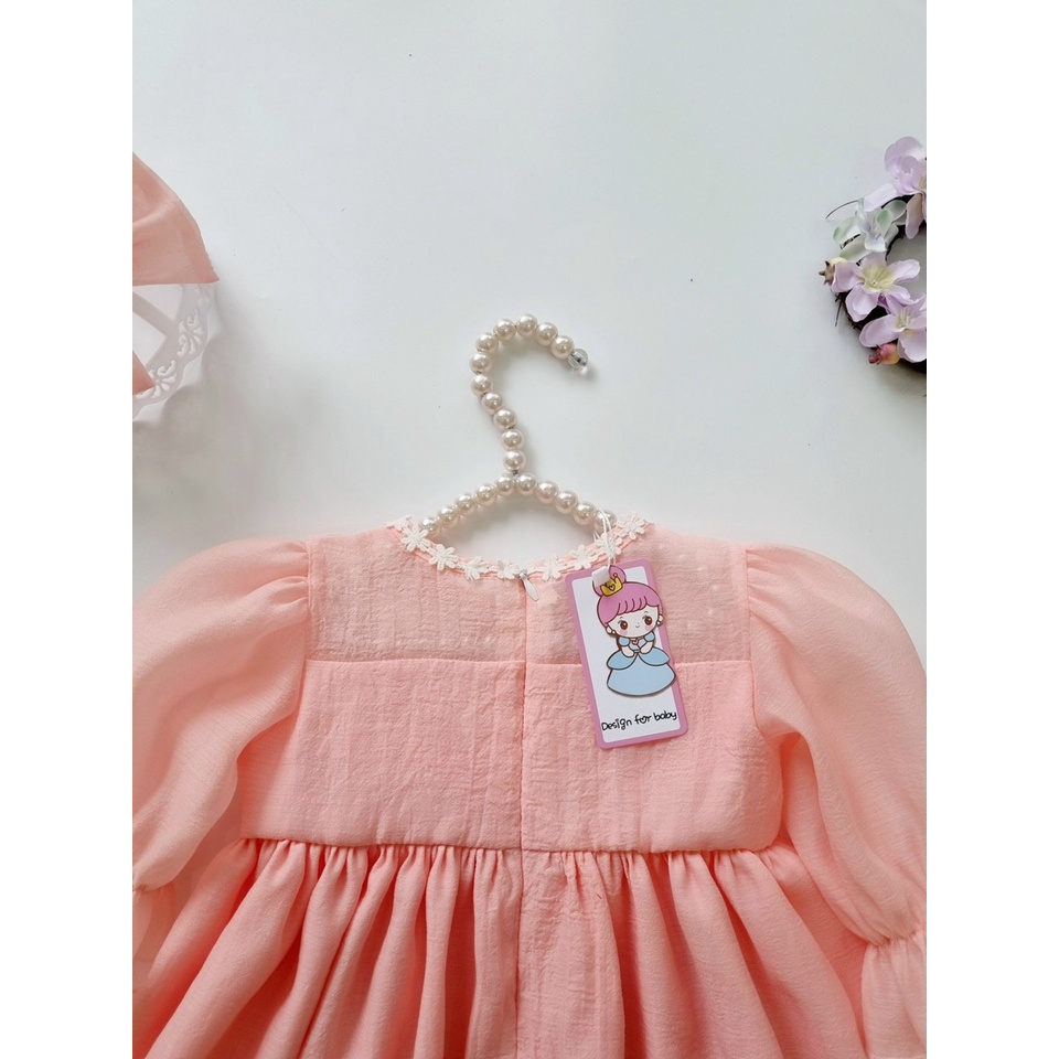 Váy công chúa cho bé TẶNG BỜM NƠ Su Shop(váy tơ hồng tay dài)
