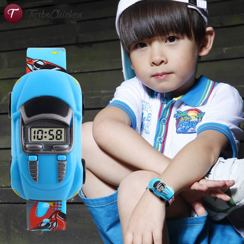 #Đồng hồ đeo tay# LED Digital Children Sport Watch Cartoon Car Wristwatch Kids Casual Electronic Watches