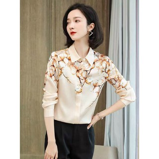 HÀNG NHẬP - ÁO SƠ MI NỮ LỤA HOA CÔNG SỞ THANH LỊCH - KBT13280